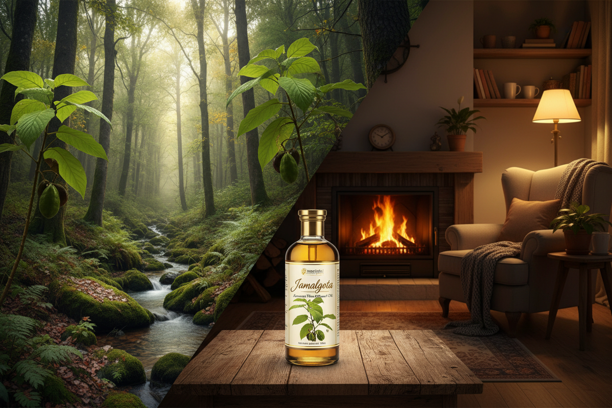 From Our Forest to Your Home.  (Add a jamalgota hair oil in center of both images